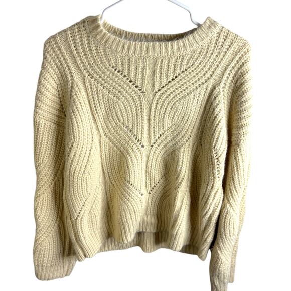 MNG Basics Mango Cream Braided Cable Knit Chunky Sweater  Cozy Staple Capsule SM - Picture 1 of 9